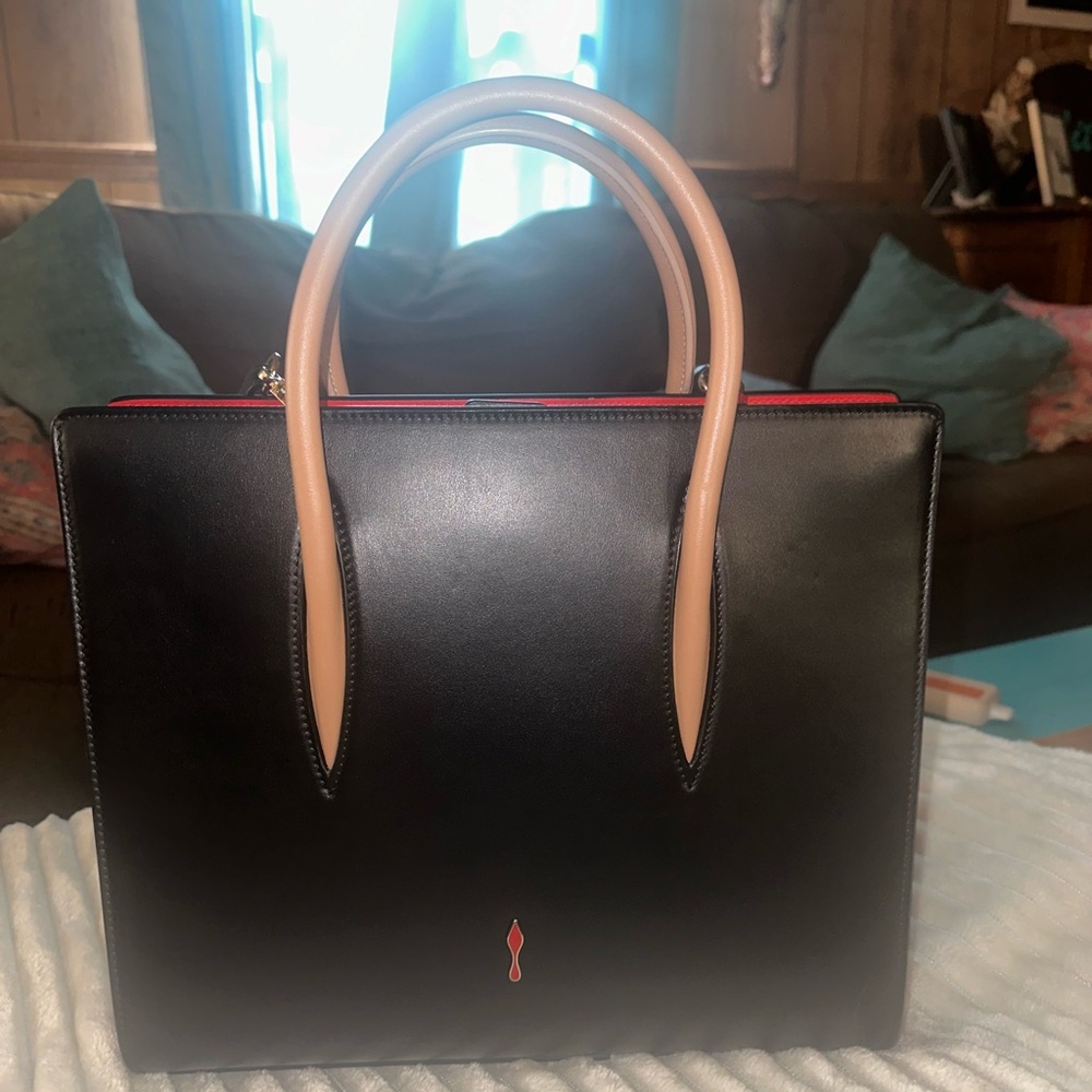 Christian Louboutin Leather Spiked Paloma Handle Bag